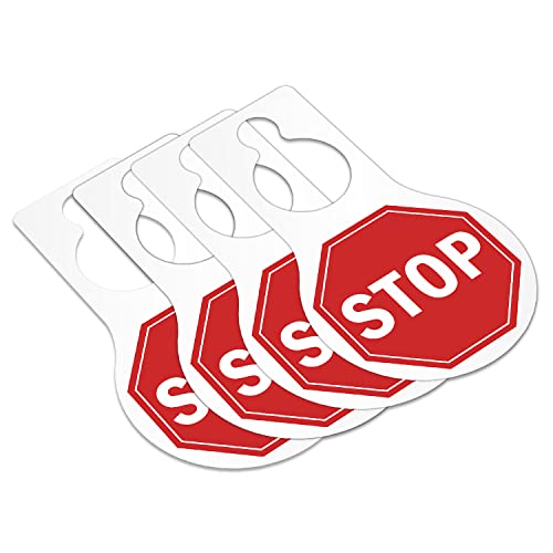 Smartsign "Stop" Pack Of 4 Pear Shaped Door Hanger Tags | 5" X 8.875" Plastic #TOP1