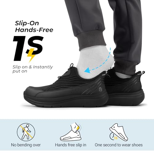Image of FitVille Men's Extra Wide Slip-On Walking Shoes, Hands-Free Orthopedic Sneakers with Arch Support for Plantar Fasciitis, Bunions and Hammertoes - Step Ease V1