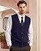 Kallspin Men's Sweater Vest Wool Blend V-Neck Button Sleeveless Cardigan Vest Sweater (Navy Blue, 3X-Large)