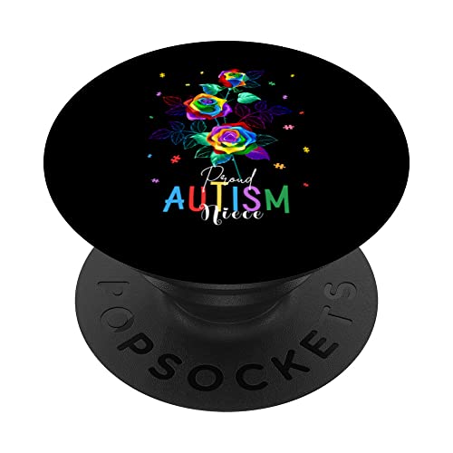 Rompecabezas de flores con texto en inglés "I'm a Proud Autism Niece Autism Awareness PopSockets PopGrip Intercambiable