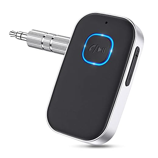 Cocoda Bluetooth AUX Adapter, Wireless Bluetooth 5.0 Receiver for Car with Hands-Free Calls, Bluetooth Music Receiver for Headphones/Home Stereo System (Long Battery Life/Double Connection)-Silver