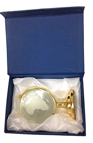 Amlong Crystal Etched Crystal Globe On Brass Colored Base - 4 Inch Tall #TOP2