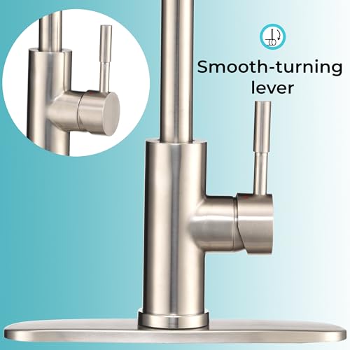 Image of Dura Faucet DF-MK531LK-SN RV Gooseneck Kitchen Faucet (Satin Nickel) | Streamline gooseneck kitchen faucet for RV and camper galleys. Brushed Satin Nickel finish. Easy DIY install.