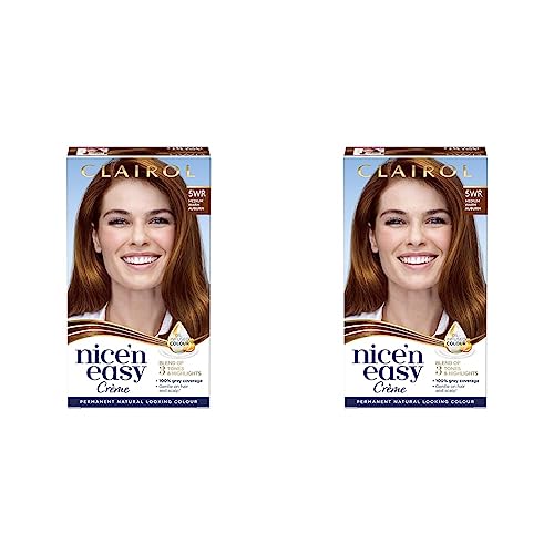 Clairol Nice'n Easy Crème, Natural Looking Oil Infused Permanent Hair Dye, 5WR Medium Warm Auburn (Pack of 2)