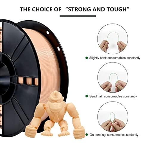 Image of iBOSS PLA Plus (PLA+) 3D Printer Filament 1.75mm + /- 0.02mm,1kg Spool (2.2lbs) Toughness Enhanced 3D Printing Filament,High Toughness 1.75mm Filament,Fit Most 3D FDM Printer, Beige (Skin Tone)