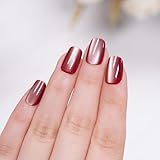 BHIDENAW ネイルチップ ショート 24枚入 人気 和風 かわいい シンプル おしゃれ 成人式 結婚式 パーティー 日常生活に使用できます 花嫁ネイル 光沢 つけ爪 両面テープ ウッドスティック (一目惚れ P34, M)