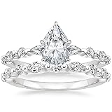JEWELERYN 1.0 CT Pear Colorless Moissanite Engagement Ring Set for Women/Her, Wedding Bridal Ring Se