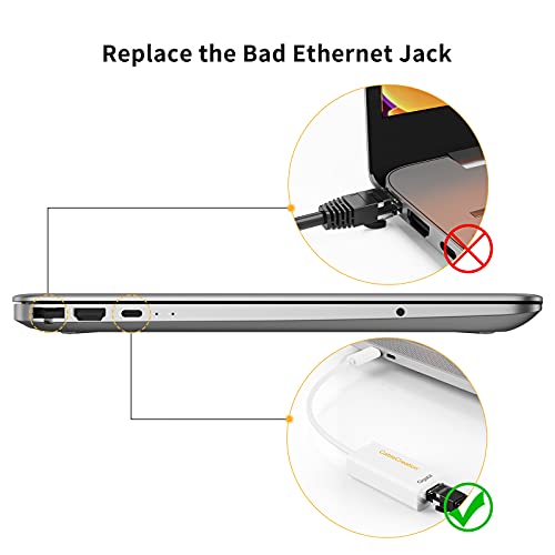 Adaptador CableCreation USB C para Ethernet, adaptador de rede portátil em alumínio RJ45 para USB C