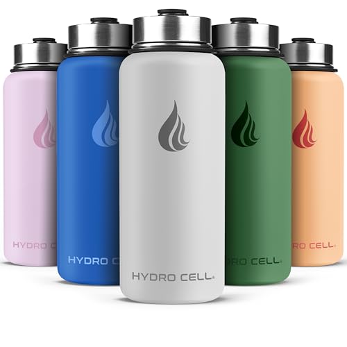 Image of HYDRO CELL Stainless Steel Insulated Water Bottle with Straw - For Cold & Hot Drinks - Metal Vacuum Flask with Screw Cap and Modern Leakproof Sport Thermos for Adults (Frost 32oz)