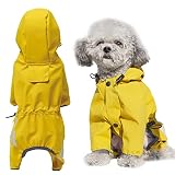 AblePet Puppy Dog Raincoat Hooded Slicker Poncho with Reflective Strap/Leash Hole Windproof Jacket f