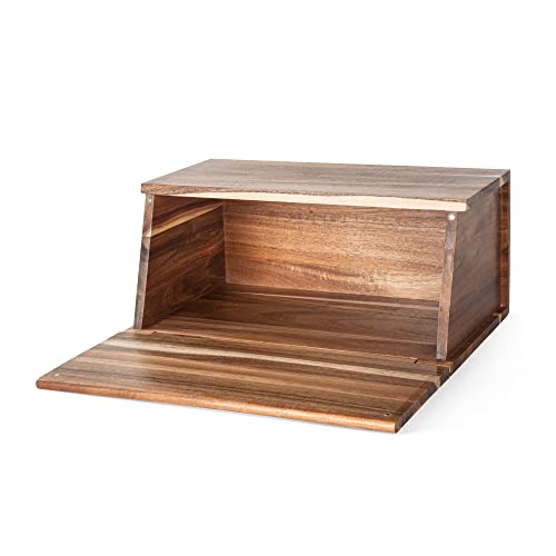 Kiteiscat Acacia Wooden Bread Box, All In One Piece Bread Storage Organizer For Kitchen Countertop; Assembly Free Large Capacity Natural Vintage Bread Food Storage Bin Container15.7 X 10 X 7 Inches #TOP1
