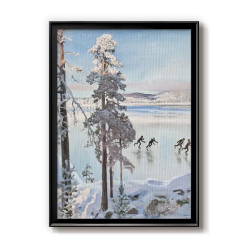 Akseli Gallen-Kallela | Skaters At Shore | Black Framed Wall Print | GAL101