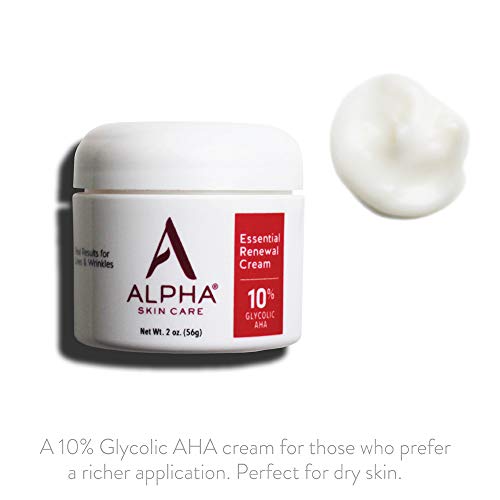 Alpha Skin Care Essential Renewal Cream | Anti-Aging Formula | 10% Glycolic Alpha Hydroxy Acid (Aha | 2 Oz, Red , White #TOP1