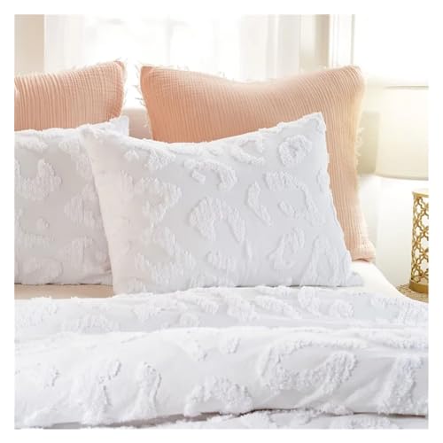 Juego de edredón chenilla leopard blanco twin xl de algodón suave con 2 piezas 7
