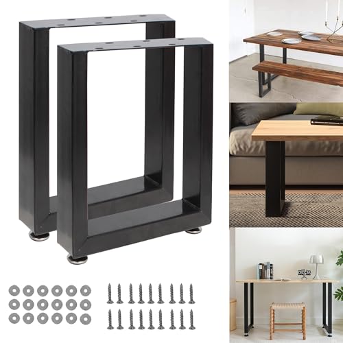 Thanaddo 2 Stück Tischbeine, Rechteckige Tischbeine mit Bodenschützern für Wohnzimmer Büros Schreibtisch Sitzbank Schwarz (60 x 72cm)