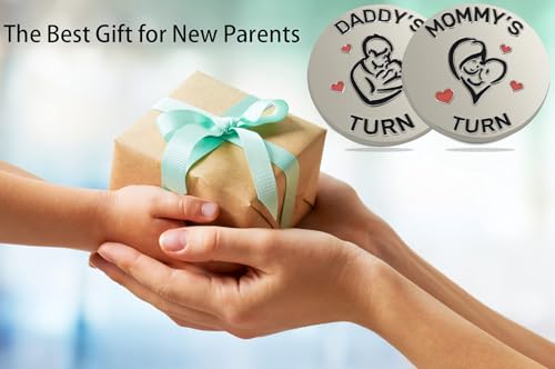 Image of New Dad Mom Gifts Funny Decision Making Coin, New Parent Mummy Daddy Pregnancy Women First Time to be Moms Dads Gifts Double Sided