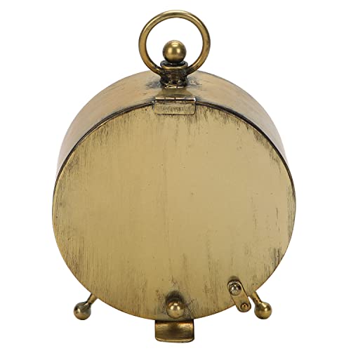 Nikky Home Vintage Table Clock, Table Clock Battery Operated Rustic Design Shelf Clock Rustic Mantel Clock Non-Ticking, Metal Frame With Antique Gold Finish #TOP6