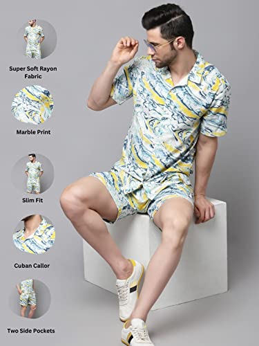 Image of Rigo Printed Co-Ord Set for Men's | Casual Shirt & Shorts Night Suit Set | Lounge-wear Nightdress Pajama Set for Men's | Night Wear, Beach Wear, Vacation Wear Outfit