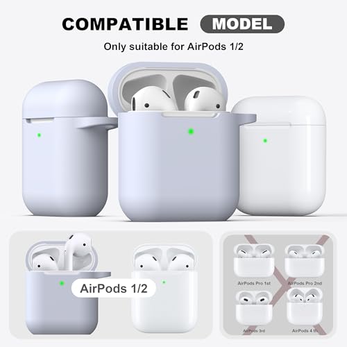 Image of AirPods Case Cover with Keychain, Full Protective Silicone AirPods Accessories Skin Cover for Women Girl with Apple AirPods Wireless Charging Case,Front LED Visible-Pebble