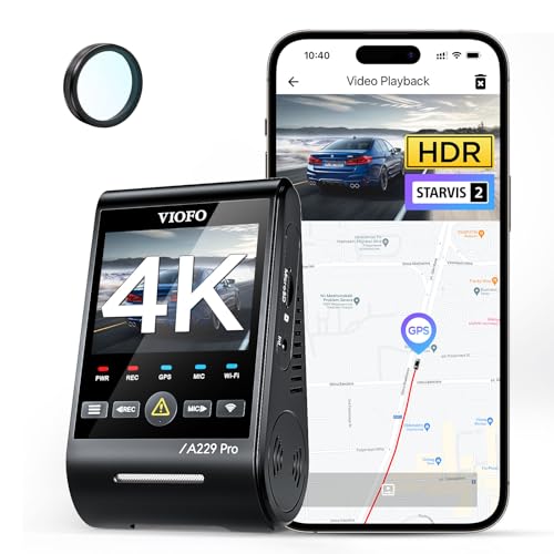 VIOFO A229 Pro 1CH 4K STARVIS 2, HDR Vorne Dashcam Auto, Sprachsteurung & 5GHz Wi-Fi WLAN...