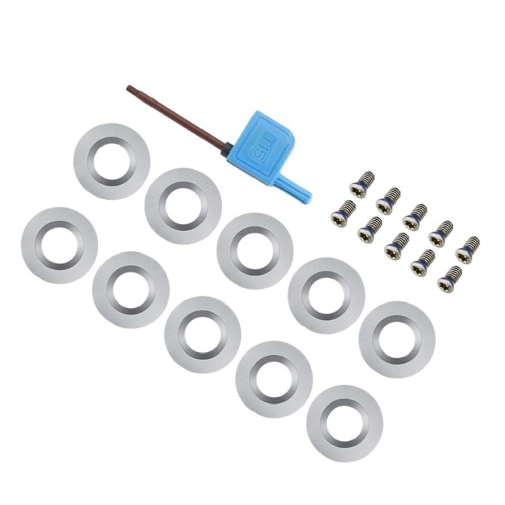 21pcs/Set Carbide Insert Round 30 Degrees, Sharpened Blade Replacement Cutters for Woodturning Lathe Tools(12 * 2.5mm)