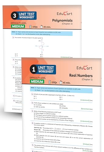 Educart CBSE Question Bank Class 10 Mathematics 2025-26 on new Syllabus 2026 (Introducing Unit Test Worksheets)