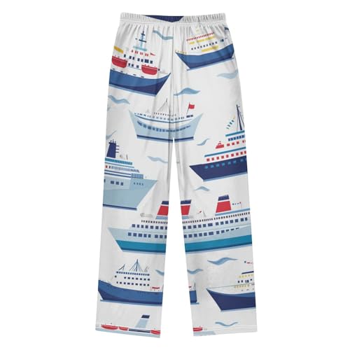 ZZXXB Marine Ship Boys Long Pants Soft Trousers Elastic Waist Kids Lounge Bottoms with Pockets S-XL2