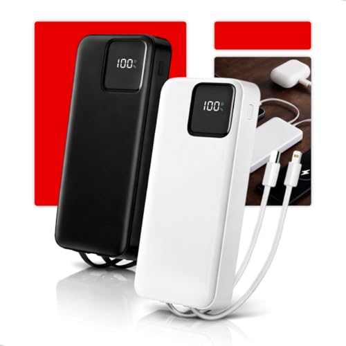 Power Bank Turbo Carregador Portátil 20.000mah, 5 Saídas, USB-C, l0S, Super Rápido 22.5W, Power Delivery (PD), Carregador de Celular, Tablet Com Display Digital Indicador de Bateria Externa (Branco)