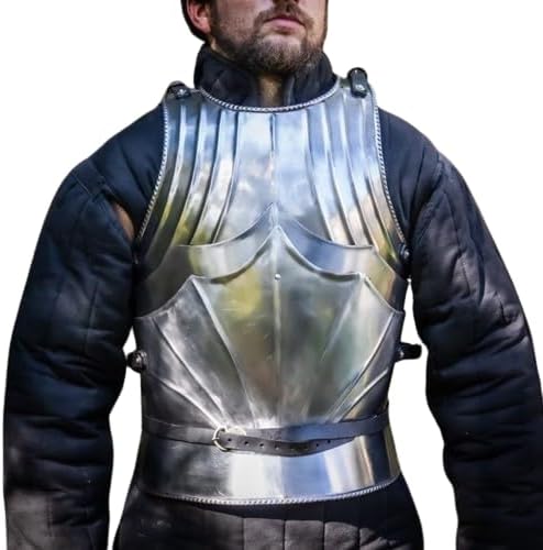 Medieval Warrior German Gothic Body Armor - Front & Back Plate Cuirass Costume Armor Jacket Silver, Adult (Standard)