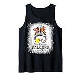 Messy Bun Mom Of Both Baseball Softball Busy Raising Ballers Tank Top