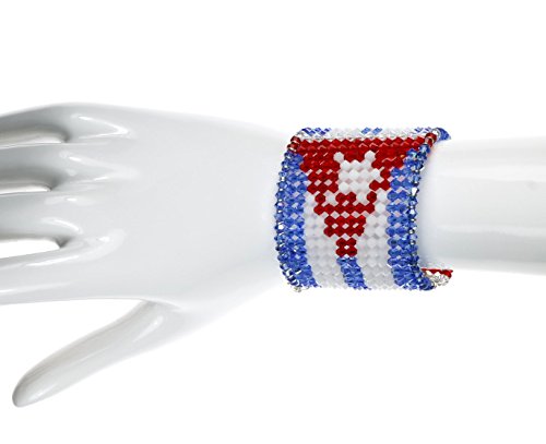 Karen Curtis Women's Swarovski Crystal Cuban Flag Cuff Bracelet #TOP7