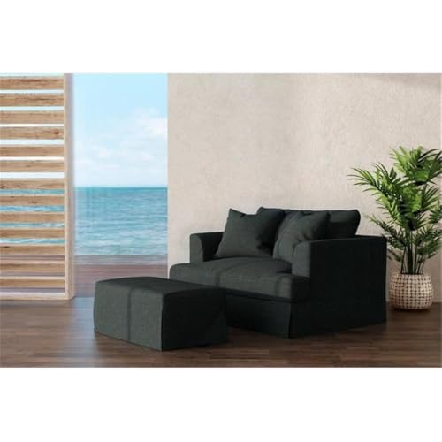 Sillón Plegable Tela Gris Oscuro miniatura 7