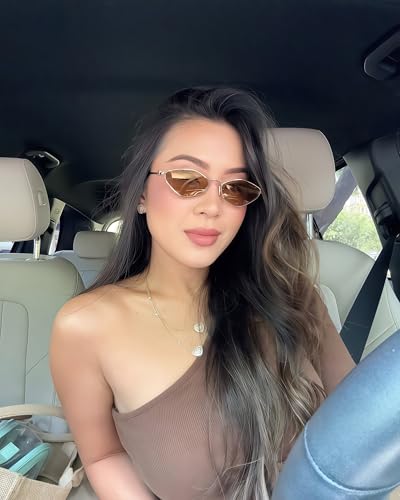 Retro Irregular Metal Sunglasses for Women Men, 2025 Trendy Vintage 90s Chic Small Narrow Gold Frame Sun Glasses3