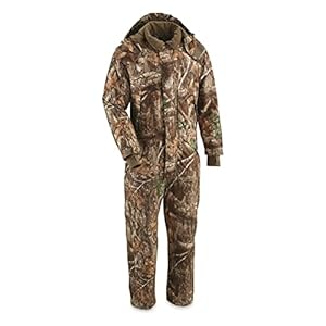 Guide Gear Men’s Dry Waterproof Hunting Coveralls with Hood, Insulated Camo Hunt Overalls