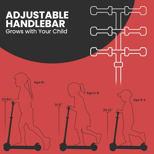 Dribbl 3-Wheel Kids Scooter - Lean-to-Steer Technology, Adjustable Height Handlebar, Anti-Slip Deck, Scooter for Boys & Girls Ages 3+, Child Safety Approved, Support Rider Up To 165 lbs, Black and Red by Dribbl - Image 3