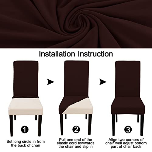 Keyroal Dining Room Chair Covers Set of 6, Stretch Solid Color Parsons Chair Slipcovers Spandex Removable Washable Kitchen Chair Protector Cover for Dining Room, Hotel, Ceremony(Coffee) by Keyroal - Image 6