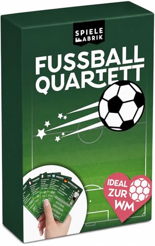 Spielefabrik Fußball QUARTETT | Fussball-Kartenspiel für Jungs ab 7 Jahre zu Spielern Weltmeisterschaften & Nationalmannschaften | Geschenk Mitbringsel Trumpf-Quartett für Fußballfans 2026