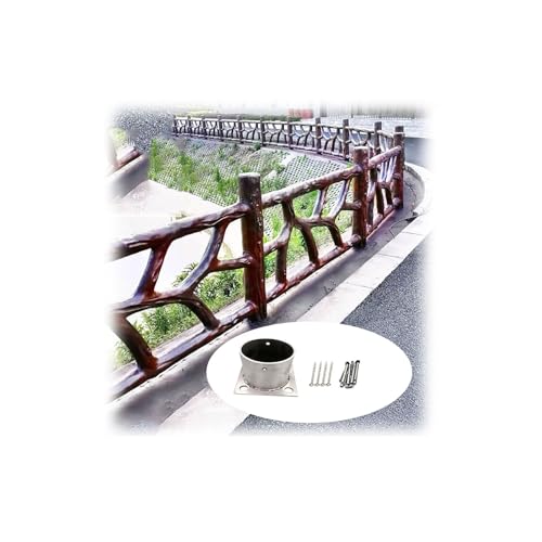 1pcs 2pcs Round Post Base Brackets, Pergola Post Bracket Heavy Duty Flange Anchor Base, Handrail Railing Mailbox Column Support Bracket, Stainless Steel(2pcs,90 * 100mm)