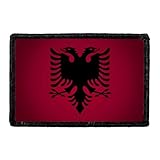 Albania Flag - Color | Hook and Loop Attach for Hats, Jeans, Vest, Coat | 2x3 in | by Pull Patch