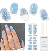 DUKASOU Gel Nail Stickers No UV Light Needed, 22Pcs Gel Nail Strips Set, Gel Nail Wraps for Women...