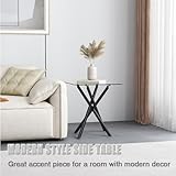 GOLDFAN Glass Side Table High Gloss Small Square End Table with Tempered Glass Top and Metal Tubular Legs, Modern Table for Office and Small Space (Glass&Black Legs) - Image 5