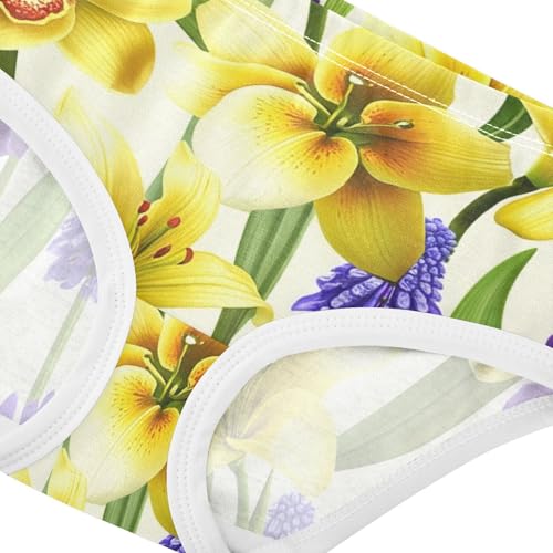 Fun Print Girls Underwear Toddlers 2t Cotton Panties for Girl Yellow Orchids Purple Flower Briefs Kids Undies4