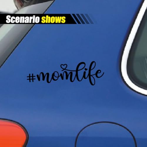 Image of Smilfuy 7 inch x 2 inch Mom Life Car Vinyl Decal Sticker, Waterproof Bumper Sticker for Women, New Moms, Cute Decorative Mom Life Sticker for Cars, Trucks, SUVs, Windows, Laptops, Walls (Black)