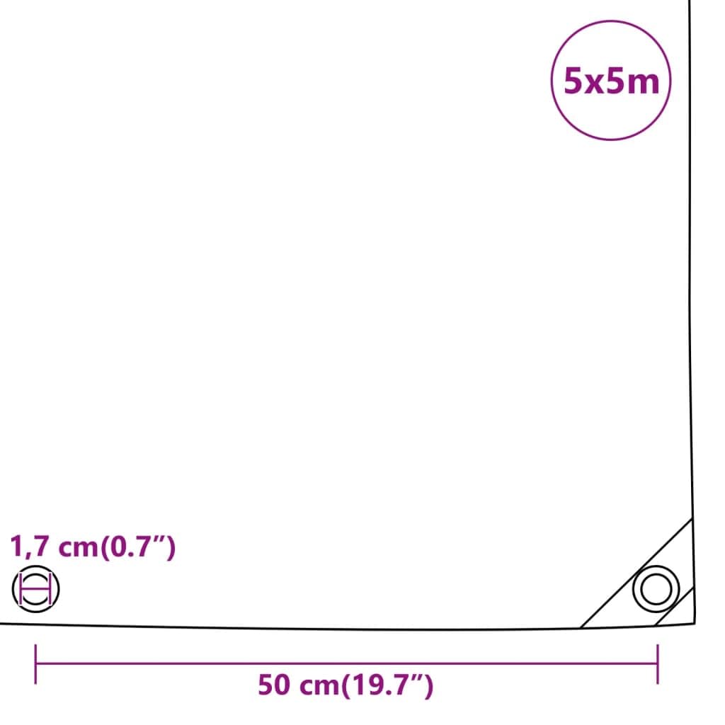 Abdeckplane Anthrazit 5x5 m 650 g/m² Canvas mit PVC-Beschichtung wetterfeste Schutzplane reißfest UV-beständig mit Metallösen ideal für Garten, Auto, Boot, Camping, Bau und Möbel