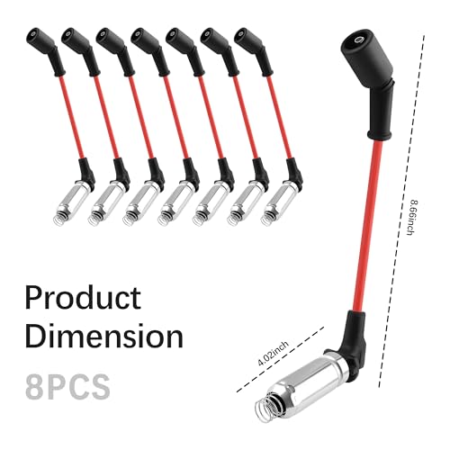 8PCS Ignition Coil Wire OEM#M8-48322 48322R,High Performance Ignition Wires Replacement Compatible with Cadillac GMC Chevrolet Hummer,Essential Ignitions Wire Set Car Accessories