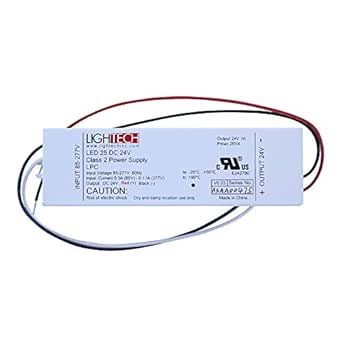 Lightech LED-25-DC-24V Non-Dimmable LED Driver, 24-VDC, 25-Watt, 277VAC ...