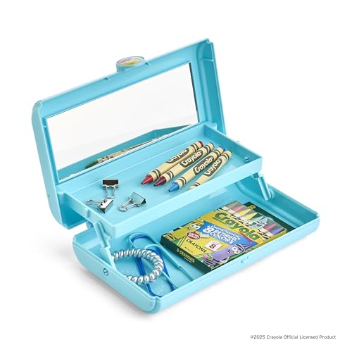 Caboodles Take It Tote, Crayola Limited Edition Retired Colors, Blizzard Blue, Makeup Travel Case with Large Built-In Mirror, AutoOpen Tray, Snap-Tight Lid, Ideal for Quick Touch Ups On The Go2