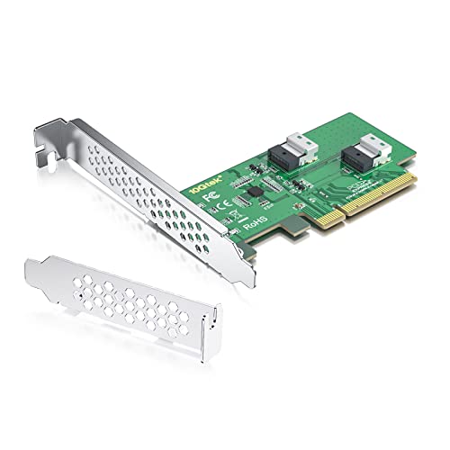 Image of ipolex PCIe 4.0 X8 to dual SlimSAS 8i, U2 SFF-8639 to SFF-8654 4i Slimline NVMe PCIe SSD Adapter for mainboard, without PCIe bifurcation function, support 2 x U.2 SSD