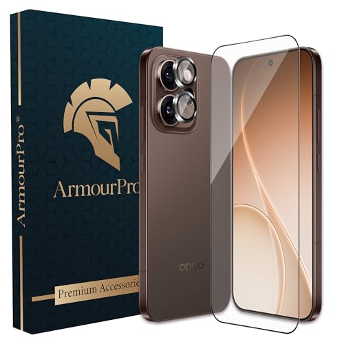 Image of ArmourPro Edge to Edge Tempered Glass for Oppo Reno 15 Pro Mini with Black Camera Ring Guard, 9H Screen Protector, Anti-Scratch, Anti-Fingerprint, Bubble-Free Installation Kit