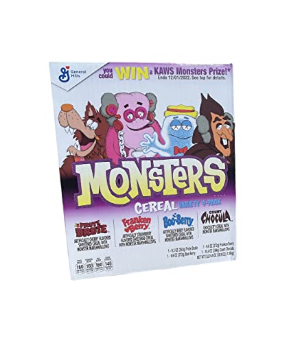 Monsters Breakfast Cereal X Kaws - Quadruple Variety Pack (4 Pk.) Munchie Box Reserve (( 1 ) Box), 2.43 Pound (Pack Of 1), 1.0 Count #TOP2